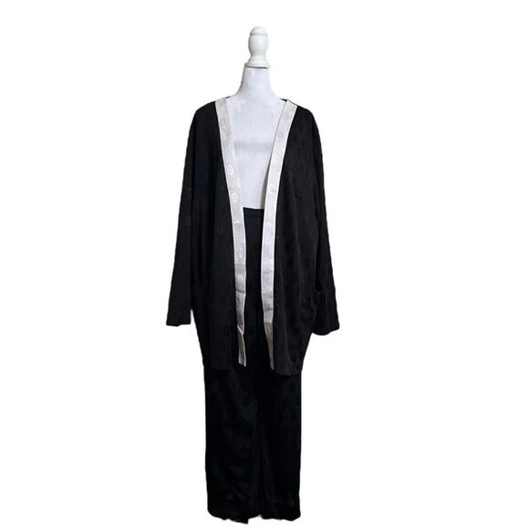 Vintage Unbranded Women’s Patterned PJ Set Cozy Black White US 24W - Picture 2 of 14